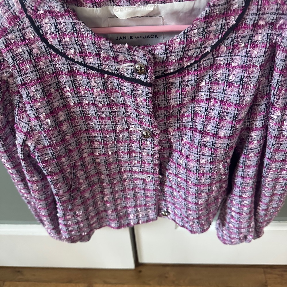 Janie and Jack Pink and White Tweed Blazer